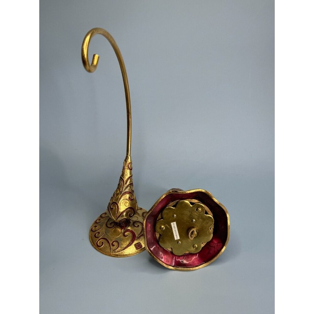 Vintage Musical Cloisonne Dove Christmas Bell Hanging Ornament w/Cloisonne Stand - Picture 4 of 6
